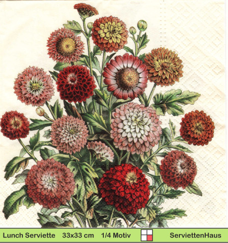 Bunter Strauß Chrysanthemen  - 1 Packung mit 20 Servietten